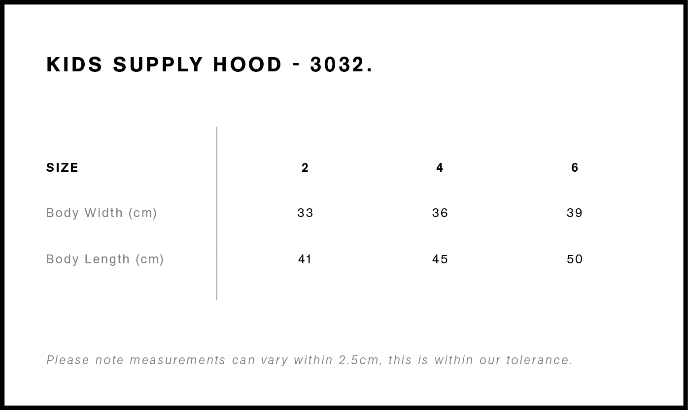 KIDS SIZE GUIDE
